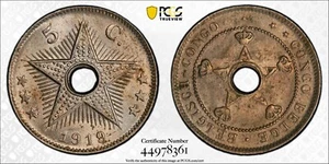 CONGO (Belgian) 1919 5 Centime - PCGS MS63 [Heaton U.K.] - Picture 1 of 1