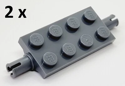 LEGO 2 x Platten Platte Achsplatte Pin 2x4 dunkelgrau TOP - Bild 1 von 2