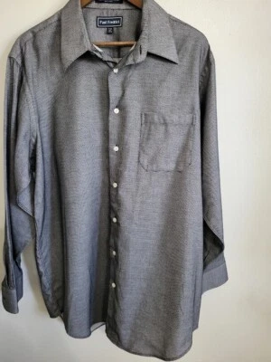 Paul Fredrick French Cuff Dress Shirt Black Jacquard Woven 100% Cotton Sz 17-34 - Image 1 of 4