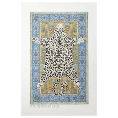 Handmade Area Rug Wool Leopard Print Tufted Hand Carpet Bedroom  for Office - Image 1 of 3