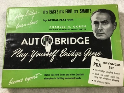 Charles H. Goren Vintage 1950's Auto Bridge 1 Player Card Game Set Board & Book - Image 1 of 4