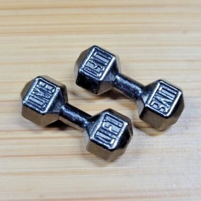 2Pcs 1/12 Dollhouse Miniature Barbell Dumbbells Weights Gym Accessory US STOCK!! - Image 1 of 4