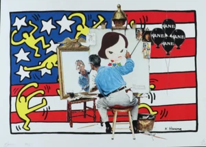 Death NYC Norman Rockwell x Keith Haring Signed Numbered Print 43x32cm - Picture 1 of 6