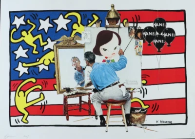 Impresión numerada firmada por Death NYC Norman Rockwell x Keith Haring 43x32 cm Foto 1 de 4