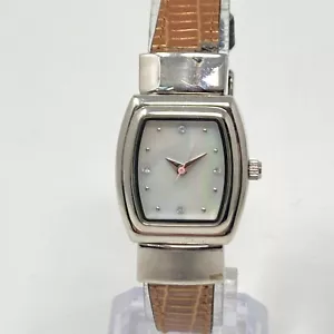 Mary Kay Watch Women Silver Tone MOP Reversible Brown Black Band New Battery - Picture 1 of 20