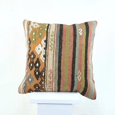 16x16 Ethnic Vintage Turkish Rug Pillow Cover Home Decorative Boho Cushion 2521 - Image 1 of 4