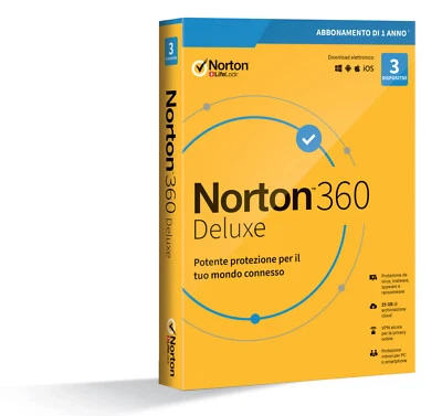 NORTON 360 Deluxe 2025 3 PC 1 Anno |Win, Mac, Android, iOS| Internet Security IT