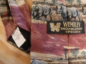  Wembley Endangered Species Tie 100% Imported Silk - Picture 1 of 3