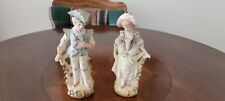 Vintage Royal, Japan Bisque Porcelain Colonial Couple Figurines 8-1/2" Tall