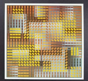Victor Vasarely "0659-Tega-Or" Mounted Color Offset Lithograph 1971 - Picture 1 of 1