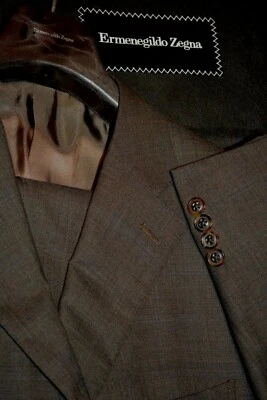 Ermenegildo Zegna Olvie Plaid 15milmil15 Wool Green Suit 46R 39W Saks Fifth Ave - Image 1 of 4