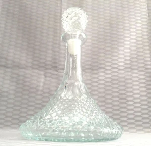 CARAFE A DÉCANTER VIN ALCOOL VERRE FACETTES DIAMANT VINTAGE ART DÉCO TABLE SET - Picture 1 of 8