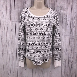 Victorias Secret Pink Sleepwear Top Size Small Thermal Waffle Knit Long Sleeved - Picture 1 of 11