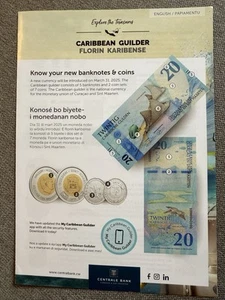 Nuevo folleto del florín caribeño Curazao/Sint Maarten solo papiamento inglés - Imagen 1 de 4