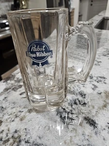 Vintage Original Pabst Blue Ribbon Bier schwerer Glaskrug (rosa Farbton Glas) - Bild 1 von 3
