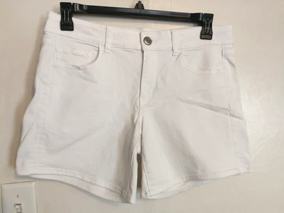 Pantalones Cortos Mujer American Eagle 12 Blancos Super Elastizados Midi Sarga Bolsillos Denim Foto 1 de 4