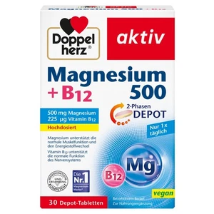 Doppelherz Magnesium 500 + B12: 2-Phasen, Hochdosiert, 30 Tabletten - Bild 1 von 6