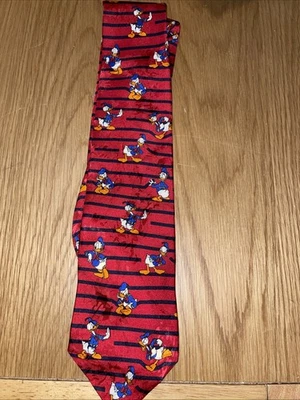 Corbata Disney Corbata Seda Borgoña Pato Donald De Colección Rayas 60” l Foto 1 de 4