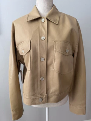 NWT Wilfred Faux Leather Sandy Beige Little Cropped Jacket Size Medium - Image 1 of 4