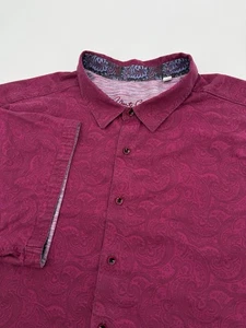 Robert Graham Shirt Men’s 5XL Paisley Pattern Red Button Short Sleeve Designer - Picture 1 of 6