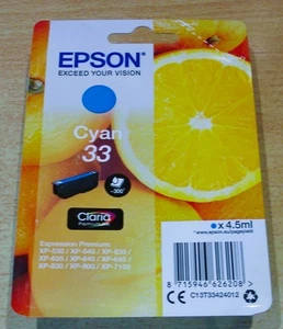 Cartucho GENUINO EPSON 33 azul cian ORIGINAL T3342 NARANJAS tinta en caja fecha 2027 - Imagen 1 de 3