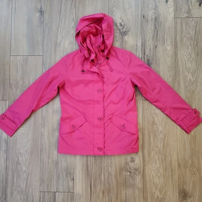 Lands' End Women's XS 2/4 Pink Full Zip Windbreaker Jacket Hooded Coat - Image 1 of 4