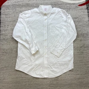 Brooks Brothers Oxford Hemd mit Knöpfen 17,5 - 4/5 weiß Outdoor Kleid formell adrett - Bild 1 von 14
