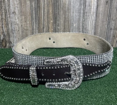 Cowgirl BHW Brand Western Bling Belt Genuine Leather Women's Size 32"-36” M/L - Image 1 of 4