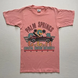Vintage Palm Springs Shirt Mens Small Pink Porsche Souvenir Beach 1988 80s USA - Picture 1 of 10