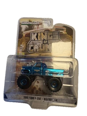 Camión Ford F350 Kings Crunch Greenlight 1:64 cromo azul Chase Bigfoot #4 Foto 1 de 4