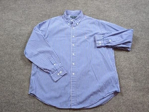 Camisa Ralph Lauren Para Hombre 17.5 Azul Rayas Manga Larga Algodón Calce Clásico Preppy - Imagen 1 de 8