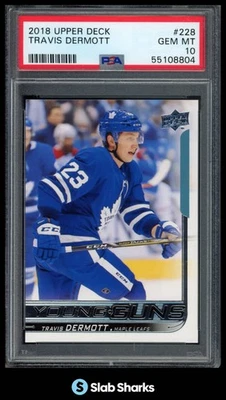 2018 UPPER DECK #228 TRAVIS DERMOTT YOUNG GUNS RC ROOKIE PSA 10 - Image 1 of 4