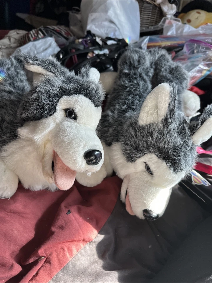 "Juego de pantuflas de felpa Pet Parade Husky perro piel sintética talla para hombre 7-9 mujer 9-10 17""" Foto 1 de 3