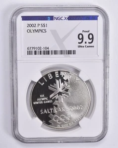 Proof 9.9 UCam 2002-P Winter Olympics Commemorative Dollar NGC X NGCX - Picture 1 of 5