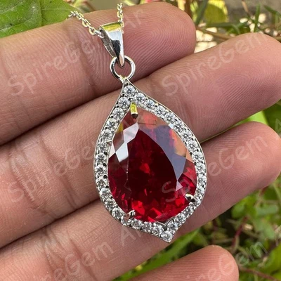 Colgante de piedras preciosas sueltas de rubí rojo natural certificado de 50 quilates en montura de plata 925 Foto 1 de 4