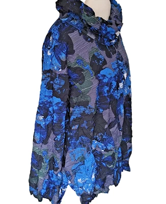 Women Comfy USA Crinkle Long Sleeve Turtle Neck Multicolor Top Tunic Lagenlook M - Image 1 of 4