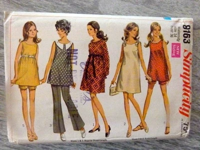 1960s Pattern MATERNITY Summer Dresses TUNIC Shorts Simplicity 8163 Sz14 UNCUT - Image 1 of 2