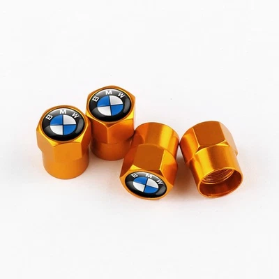 Compatible with BMW 4Pcs Tire Valve Stem Caps Gold Anodized Aluminum Set - Image 1 of 4