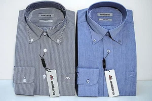 DUE CAMICIE UOMO TG 38 COTONE PURO STIRO FACILE COLLO BUTTON DOWN MANICA LUNGA - Foto 1 di 1