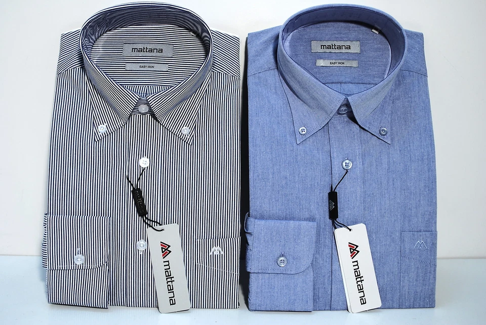 DUE CAMICIE UOMO TG 38 COTONE PURO STIRO FACILE COLLO BUTTON DOWN MANICA LUNGA - Immagine 1 di 1