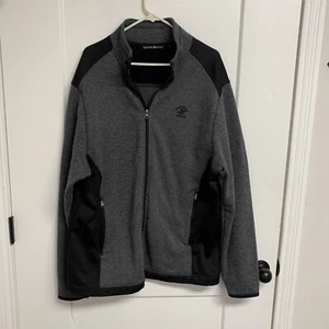 Beverly Hills Polo Club Mens Jacket Zippered  2XL Gray & Black Fleece Knit GUC - Picture 1 of 10