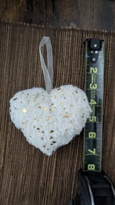 Heart Ornament White Fabric Padded Hanging Decor Christmas Love Gift - Picture 1 of 2