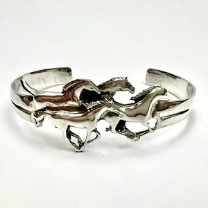 Vintage 925 Sterling Silber galoppierende vier Pferde Armreif Armband 18,95 g - Bild 1 von 11
