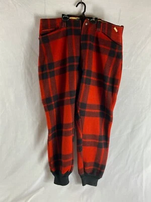 Pantalones de caza a cuadros búfalo rojos/negros de lana vintage para hombre Foto 1 de 4