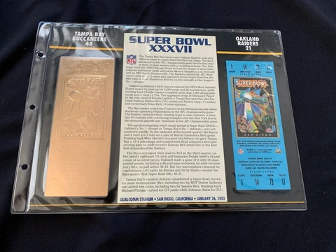 Super Bowl 37 Buccaneers v. Raiders 22kt Gold Ticket Panel - Willabee Ward (NEW) Cover