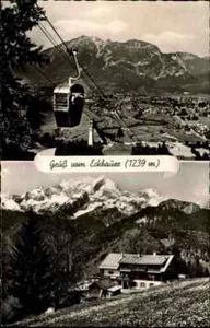 Bayern ~1950/60 Gruss vom Eckbauer, Berg-Gasthof, Gondelbahn, Berge Alpen AK - Picture 1 of 2