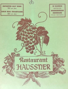 Haussner Restaurant Menu Baltimore 24 Maryland 1960 - Picture 1 of 11