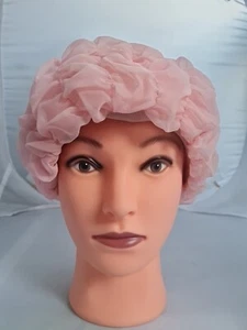 1960s DEBROYAL RUCHED LADIES HAT BABY PINK - Picture 1 of 9