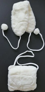 VTG 2pc SET White Faux Rabbit Fur Hand Muff+Earmuffs/Headband SAMY Portland OR - Picture 1 of 5