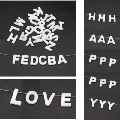 Natural Shell Alphabet Beads 26 Capital Letter Loose Beads for Jewelry Making - Image 1 of 4